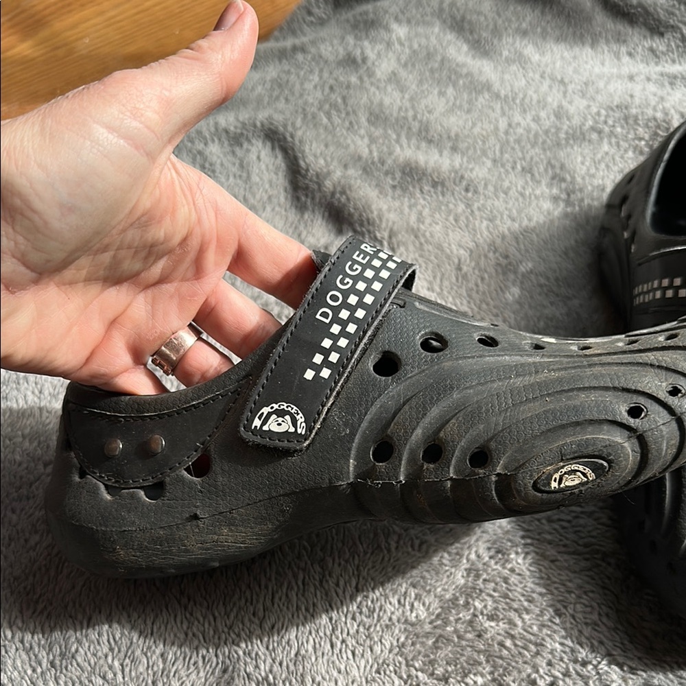 Black Perforated Mules with Strap - Picture 4 of 6